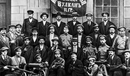 Die Rote Garde des Betriebes »Vulkan« in Petrograd (Oktober 1917...