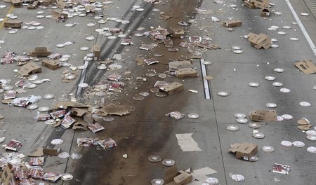 Während wir unsere Teller nach drinnen retten, jagt der eingesch...