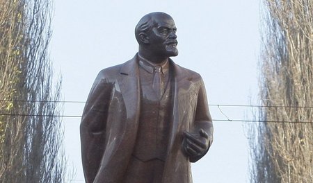 Die Statue des Sowjetführers in Kiew, Ukraine